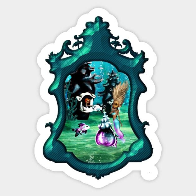 Cute mermaids and fantasy fish in the deep ocean Sticker by Nicky2342